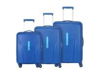American Tourister Ivy 4 Wheel Spinner Polypropylene (Pp) 3 Pc Set Blue Hard Trolley Bag with TSA Lock Small, Medium & Large (55Cm + 68 Cm + 77Cm)