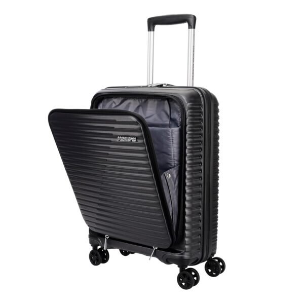 American Tourister Liftoff FTL | Small Size Cabin Trolley Bag (55 cm) | 360° 8 Wheel Travel Luggage with Laptop Compartment | Hard Case Polypropylene Suitcase | Recessed TSA Lock with USB Port | Black