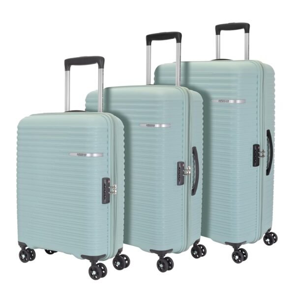 American Tourister PP Liftoff+ Trolley Bag with TSA Lock & 8 Wheel, Hard Check-in Suitcase for Travel with Double Wheel, Seafoam Blue, 55,67,79 cm (Small +Medium +Large), Set of 3Pc (ME5 (4) 11 904)