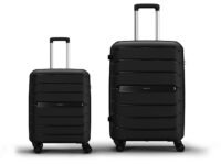 Aristocrat Liberty Set of 2 (Cabin+Medium) Polypropylene Hard Spinner Trolley Bag, 58+68Cm|Combination Lock|8 Wheels|3 Years International Warranty|Jet Black