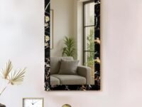 Art Street Engineered Wood Wall Decorative Mirror Marble Finish for Home and Bathroom - 15X21 Inchs, Color -Black (Aswm22709-15X17, Rectangular, Framed)