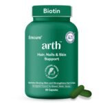 Arth Biotin Capsules For Hair Growth, Skin & Nails - 60 Veg Capsules for Men & Women | Vitamin A, B, D3, Folic Acid, Keratin Builder & Hyaluronic Acid | Supplement For Healthy Hair, Nails & Skin