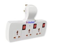 Aster Three pin Multiplug Point | Cordless Wall Socket Multi Outlet Extension Board with Fuse Protection, Universal Sockets and Individual Switches (3 Socket Multiplug)