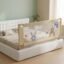 BAYBEE Stainless Steel Baby Bed Rail Guard (150x80cm), Bedrail for Baby Safety with 28 Height Adjustable, Portable Bed Side Protector for Babies Falling | Foldable Single Bed Railing, 1 Side, (Beige)