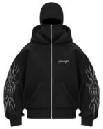 BE SAVAGE Ninja Balaclava Zipper Hoodie Zipper Jacket for Men Winterwear Jackets for Men