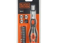 BLACK+DECKER BDHT68127 10-in-1 Ratchet Handle Screwdriver With Interchangeable Bits - 24 cm - Pack of 10: SL3, SL5, SL6, Ph0, Ph1, 2xPh2, PZ1, PZ2, PZ3
