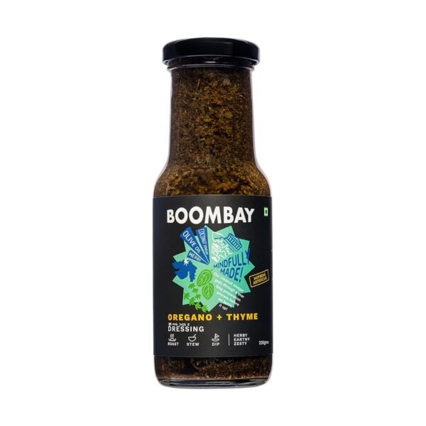 BOOMBAY Oregano + Thyme Salad Dressing 220g | Nothing Artificial | No Bad Oils | Zero Sugar | Plant-Based | No Onion or Garlic | Use to top Pasta, Marinade for Roast, Dip with Snacks, Flavour Stew