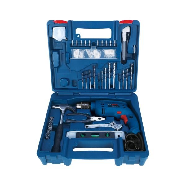 BOSCH GSB 10 RE Corded-Electric Tool Kit | 100-piece Tools Box Kit | Power Supply 500W | Impact Drill Machine | Impact Rate upto 41600 BPM | Speed upto 2600 RPM | 1 Yr Warranty