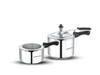 Bajaj New Shakti 2L, 3L Inner Lid Aluminium Pressure Cooker Combo (2L And 3L) | 5Liters | Sturdy Bakelite Handles | ISI Certified | 1 Yr Warranty 【Silver/Grey】