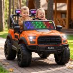 Baybee Bronco Battery Operated Jeep for Kids, Ride on Toy Kid Car with RGB Windshield Light & Music | Electric Jeep Battery Car | Baby Big Cars for Kids to Drive 3 to 8 Years (Bronco Orange)