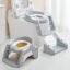 Baybee Vega 3 In 1 Western Toilet Potty Seat For Kids, Baby Potty Training Seat Chair With Splash Guard, Handle, Ladder & Cushion Seat | Kids Toilet Seat | Potty Seat For 1-8 Years Child (Grey)