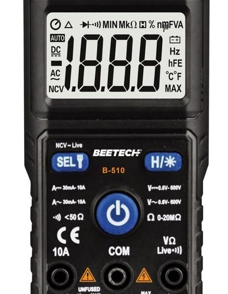 Beetech® B-510 SMART Digital TRMS 2000 Count 600V AC/DC, 10A AC/DC Digital Pocket Multimeter with Resistence, NCV, Backlight, Continuity Test, etc