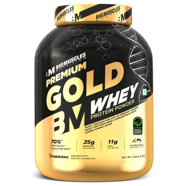 Bigmuscles Nutrition Premium Gold Whey 2Kg Whey Protein Isolate Blend |USA FDA REGD. BRAND | 25g Protein Per Serving [Rich chocolate]