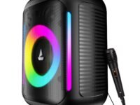 Boat PartyPal 30, 25W Signature Sound, RGB LEDs, Wired Mic for Karaoke, Up to 6H Battery, TWS Mode, Multi Connect, Bluetooth Speaker, Wireless Speaker, Portable Speaker (Premium Black)