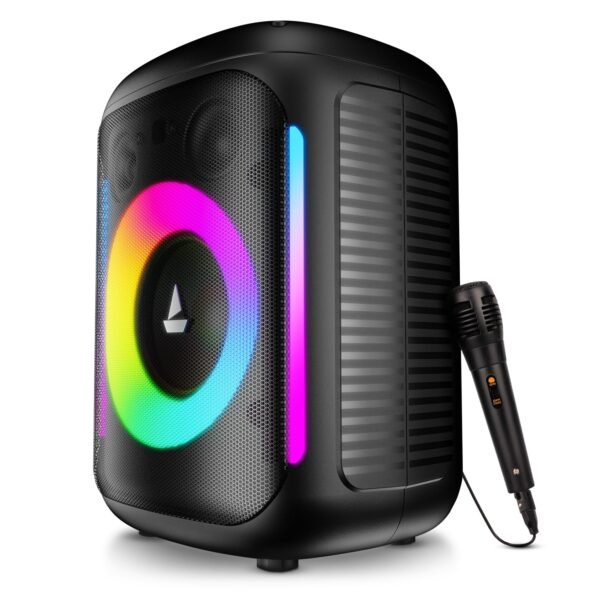 Boat PartyPal 30, 25W Signature Sound, RGB LEDs, Wired Mic for Karaoke, Up to 6H Battery, TWS Mode, Multi Connect, Bluetooth Speaker, Wireless Speaker, Portable Speaker (Premium Black)