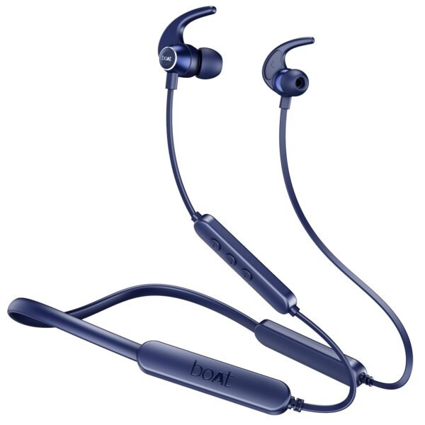 Boat Rockerz 255 Pro+, 60H Battery, Fast Charge, IPX7, Dual Pair,Low Latency,Magnetic Buds, Stream Ad Free Music via App Support, in Ear Bluetooth Neckband, Wireless with Mic Earphones (Navy Blue)