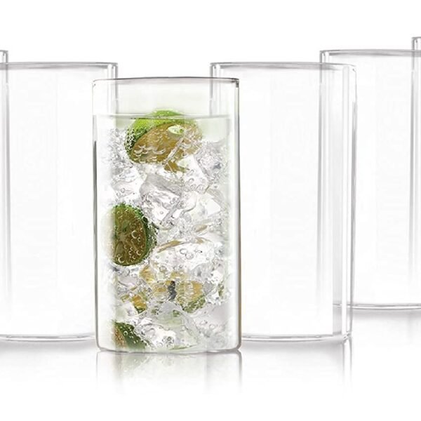 CELLO Roma Square Glass Set of 6 Pcs 290ml, Transparent | Freezer & Fridge Safe, Leadfree Dishwasher Safe Toughened Crystal Clear Glasses Set For Drinking Water Juice Milk Cocktail Mocktail & Coldrink
