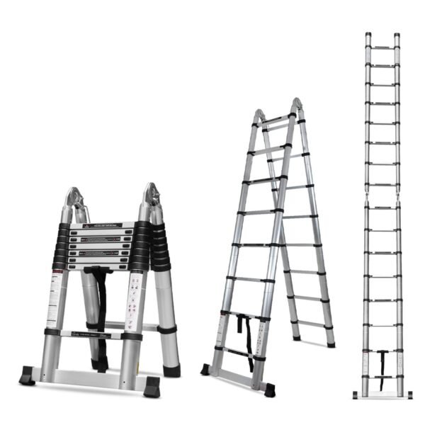 Corvids Portable and Compact 22 feet A Type Aluminium Telescopic Ladder with 16 Steps | 2-Year Warranty | for Household and Outdoor Use EN131 Certified (22 ft (6.6 m) - A Type)