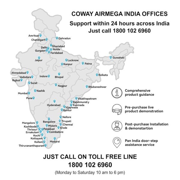 Coway Professional Air Purifier for Home, Longest Filter Life 8500 Hrs, Green True HEPA Filter, Traps 99.99% Virus & PM 0.1 Particles, Warranty 7 Years (AirMega Storm (AP-1220B))
