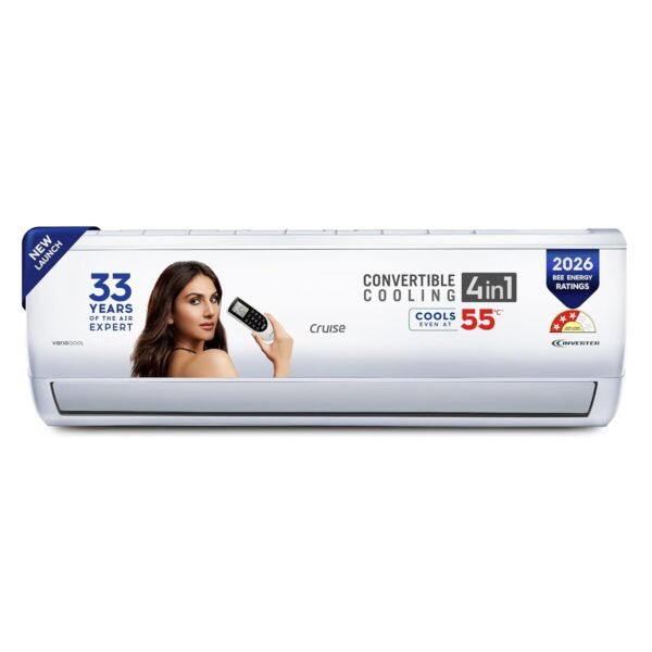 Cruise 1.5 Ton 3 Star,New Star rated, Inverter Split AC with 7-Stage Air Filtration (Copper, Convertible 4-in-1, Fast Cooling, PM 2.5 Filter, Anti-Rust Tech, New BEE Rated, CWCVBM-VQ3D173, White)