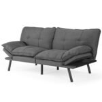 DUMOS Sleeper Futon Sofa Couch Bed, Memory Foam Couch, Convertible Living Room Couch, Apartment, Studio, Office, Meeting Room, Living Room, Gark Grey