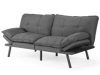 DUMOS Sleeper Futon Sofa Couch Bed, Memory Foam Couch, Convertible Living Room Couch, Apartment, Studio, Office, Meeting Room, Living Room, Gark Grey