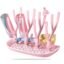 DaKos Baby Bottle Drying Rack, Baby Bottle Drying Stand, Drainer for Baby Bottles, Feeding Cup Nipple Storage with Detachable Tray, Compact and Portable Stylish Design (Pink)