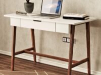 DecorNation Well Finished Study Table Desk, Reading Table, Wood Table, Writing Desk for Home and Office Made of MDF Solid Wood (White)