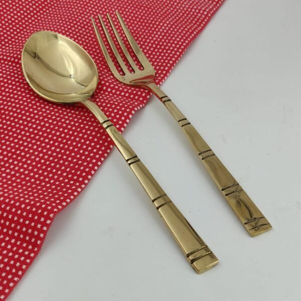 Designer Cut Desert or Table Spoon+Fork-1 Each, for Home Kitchen, Table, Restaurant, Hotel etc from Indian Elements