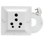 ELEGANT CASA 16 Amp Heavy Duty Extension Board with 5 Meter 3-Core 2.5mm Copper Wire, 16A Socket & Plug Top for High-Wattage Appliances (White)