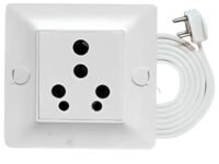 ELEGANT CASA 16 Amp Heavy Duty Extension Board with 5 Meter 3-Core 2.5mm Copper Wire, 16A Socket & Plug Top for High-Wattage Appliances (White)