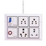 ELEGANT CASA 16 amp Electric Extension Board Heavy Duty Multi Plug Socket 2 Switch with mcb high Power Extension Box (2500w) Power Strip with 8 Meter Extension Cord Long Length Wire (White) 220 Volt
