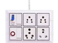 ELEGANT CASA 16 amp Electric Extension Board Heavy Duty Multi Plug Socket 2 Switch with mcb high Power Extension Box (2500w) Power Strip with 8 Meter Extension Cord Long Length Wire (White) 220 Volt