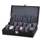 Elegant 12-Slot Watch Box Organizer – Premium PU Leather Storage Case with Lock, Pocket & Removable Cushions