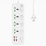 Extension Board, Power Strip with 6 USB Ports and 3 Universal Socket, 2500W 10A Extension Cord, 3-Pin Surge Protector Power Strip for Home, Office, Computer, Mobile Charging (White-A85)