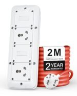 FEDUS 16amp 3000 Watts Extension Board 2 Meter Cable Heavy Duty High Load Capacity Electric Power Cord with 2 Socket 2 Switch,for Oven,EV Charger Charging,Iron Press,Induction Stove,AC