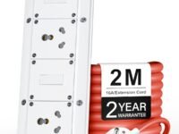 FEDUS 16amp 3000 Watts Extension Board 2 Meter Cable Heavy Duty High Load Capacity Electric Power Cord with 2 Socket 2 Switch,for Oven,EV Charger Charging,Iron Press,Induction Stove,AC