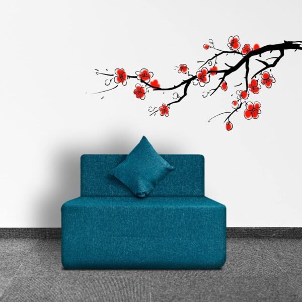 FRESH UP 1 Seater Sofa Cum Bed Jute Fabric 2.5x6 Feet Washable Cover with 1 Cushion (Blue, 72x30x7 (1 Seater))