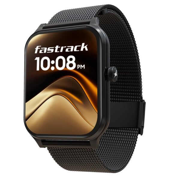 Fastrack New Limitless Classic|Large 1.91" Super UltraVU Display|Functional Crown|Highest 320x385 Pixel Resolution|SingleSync BT Calling|100+ Sports Modes|Metal Case Premium Smartwatch - Black Mesh