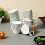 Femora Handcrafted Cup Set of 6 for Tea, 160 ML Each, Microwave and Dishwasher Safe Coffee Cups | Tea/chai Cups for Gifting, Home & Office Use, Every Occasion,Multicolor