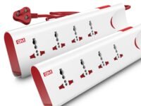 GM 3060 Extension Board 10Amp Output 250 Volts with 2 Mtr Extension Cord & Surge Protector | Master Switch, Safety Shutter, 4 International Sockets | Multi Plug Travel Adapter for Home Appliances