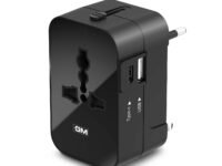 GM 3064 Universal Charger with 240V Power Output | International Travel Adapter with Port Type C - 3.1Amp and Type A - 2.1Amp Output | LED Indicator | for 150+ Countries US,UK,EU,AUS,Etc - Black