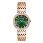 Giordano Eleganza Collection Round Analog Watch for Women, Diamond-Set with Metal Strap Ladies Water Resistant Wrist Watch - A2083