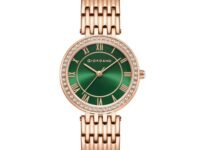 Giordano Eleganza Collection Round Analog Watch for Women, Diamond-Set with Metal Strap Ladies Water Resistant Wrist Watch - A2083