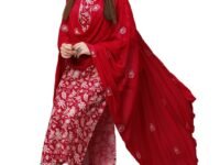 GoSriKi Women's Cotton Blend Printed Straight Kurta with Pant & Dupatta