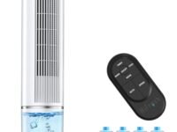 HIFRESH 107CM Tower Fan for Room w/Cooling Function, Bladeless Tower Fans for Home, Remote & Touch, 4 Modes & 3 Speeds, 26Ft Air Throw, 12H Timer, 4 Ice Packs, Auto Rotation, Low Power Consumption