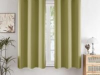 HOMEMONDE Blackout Curtains 5 Feet Single Pcs - Thermal Insulated, Noise Reduced Window Curtain, 71% Room Darkening - Avacado Green (60 Inches, 152.4L x 118W CM)