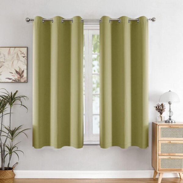 HOMEMONDE Blackout Curtains 5 Feet Single Pcs - Thermal Insulated, Noise Reduced Window Curtain, 71% Room Darkening - Avacado Green (60 Inches, 152.4L x 118W CM)