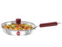 Hawkins 24 cm Frying Pan, Triply Stainless Steel Fry Pan with Glass Lid, Induction Frying Pan, Frypan, Silver (SSF24G)