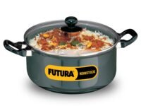Hawkins Futura 5 Litre Cook N Serve Stewpot, Non Stick Pot with Glass Lid, Cooking Pot with Lid, Black (Nst50G), 5 Liter